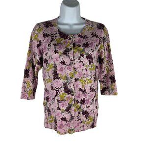Merona Womens Floral Print Button-Down Cardigan Sweater - Size S